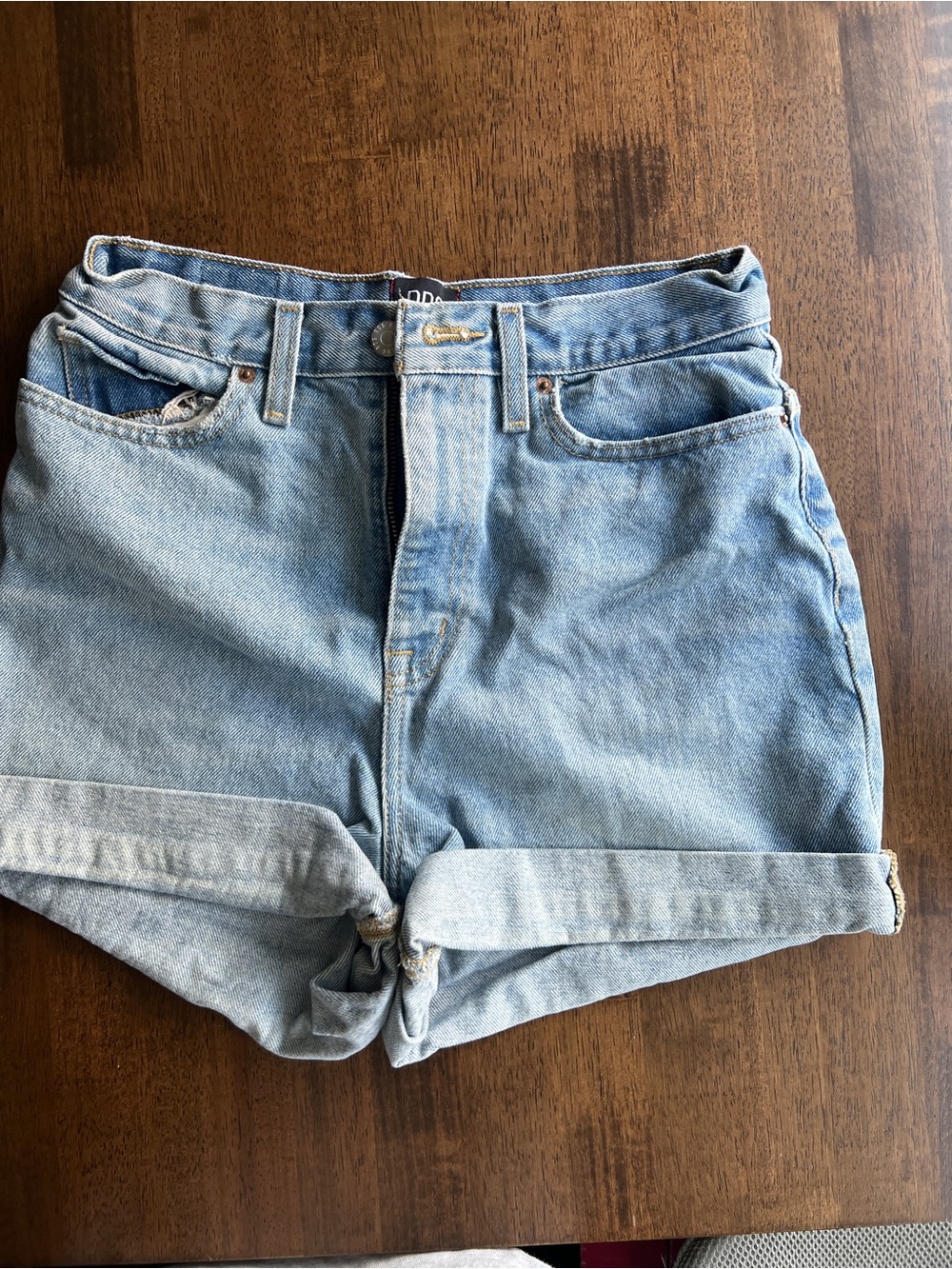 BDG Light Blue MOM High-Rise Rolled Cuff Denim Shorts